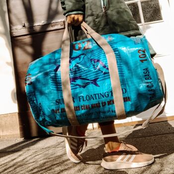 Sac 'SPORTY BAG' - sacs d'aliments pour poissons recyclés - #fish Blue-aqua 5