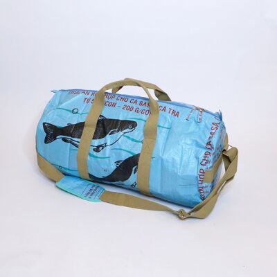 Bag 'SPORTY BAG' - upcycled fish feed bags - #fish light blue