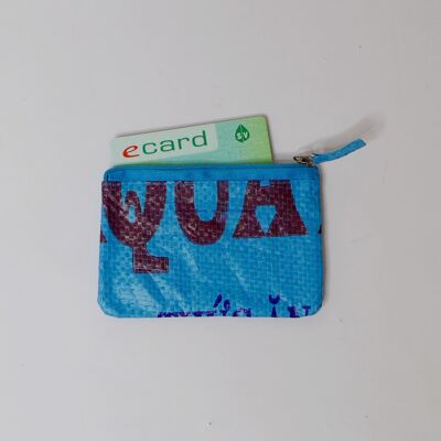 Purse 'Mini-Zipper' - upcycled fish feed bags and cement bags - #fish Blue-aqua