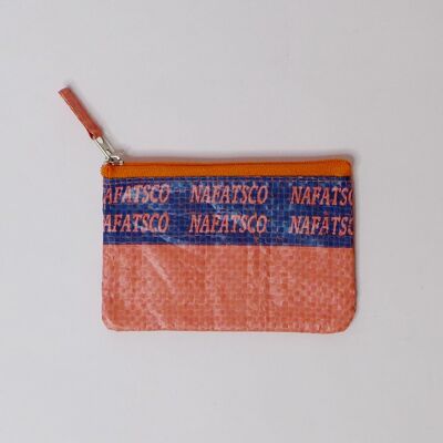 Börse 'Mini-Zipper' - upcycelte Fischfuttersäcke und Zementsäcke - #fish Orange