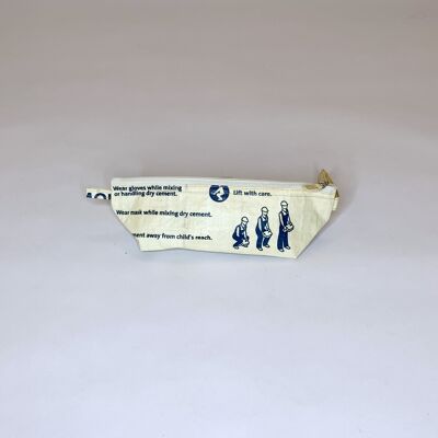 Penal 'PENCIL CASE' - upcycled fish feed bags - #cement beige-blue