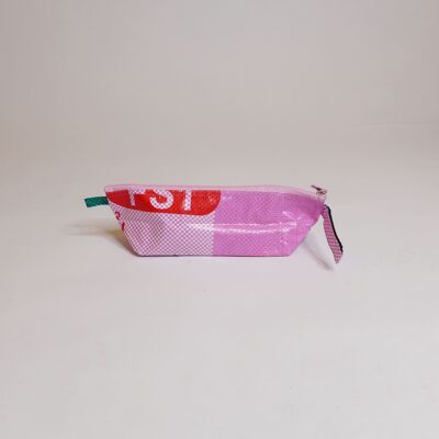 Penal 'PENCIL CASE' - upcycled fish feed bags - #fish pink and white checkered