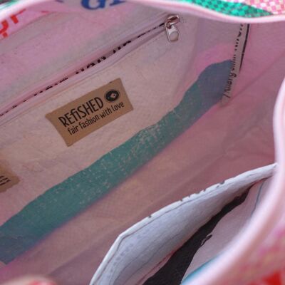Toiletry bag 'WASH ME' - upcycled fish feed bags - #fish Pink-hanco