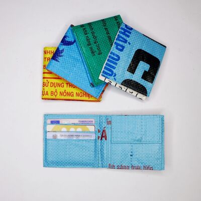 Purse 'CLASSIC WALLET' - upcycled fish feed sacks and cement sacks - #fish light blue
