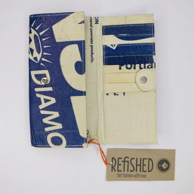 Purse 'LADY' - upcycled fish feed sacks and cement sacks - #cement beige-blue