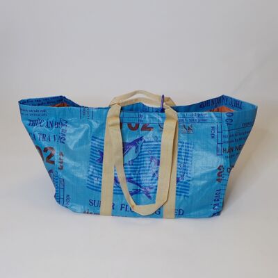 Bag 'CARGO BAG' - upcycled fish feed bags - #fish Blue-aqua