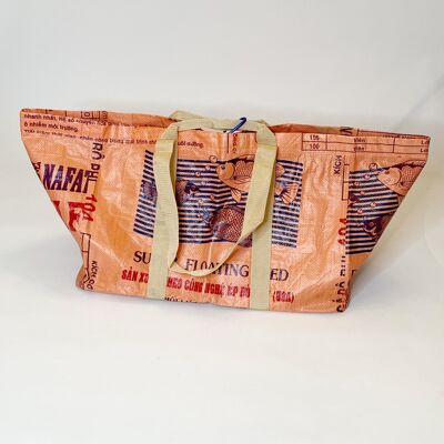 Bag 'CARGO BAG' - upcycled fish feed bags - #fish Orange-aqua