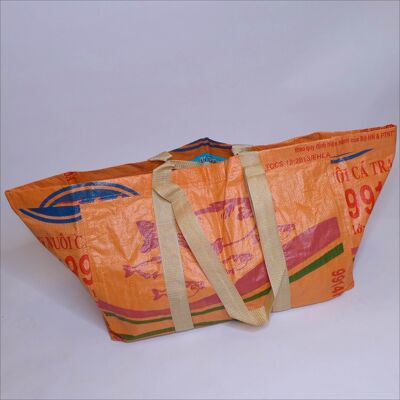 Bag 'CARGO BAG' - upcycled fish feed bags - #fish orange-red