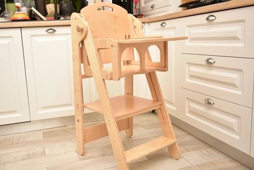 Set 3in1 Kitchen Helper, Feeding Chair and Swing for Montessori Education