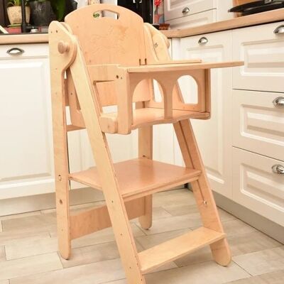 Set 3in1 Kitchen Helper, Feeding Chair and Swing for Montessori Education