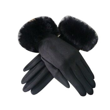 Gants en faux suède avec poignets en fausse fourrure 12