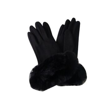 Gants en faux suède avec poignets en fausse fourrure 13