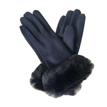 Gants en faux suède avec poignets en fausse fourrure 15