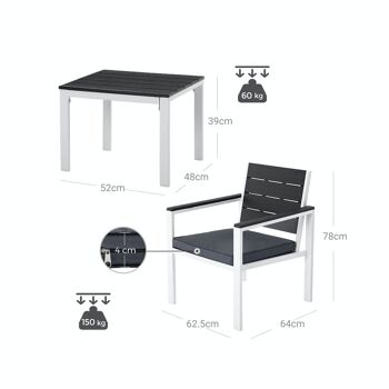 Tuinmeubel rookgrijs-wit 8