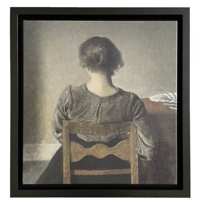 Réédition de tableau - impression d'art sur toile canvas premium avec cadre - Hvile (Le repos) - portrait de Vilhelm Hammershoi