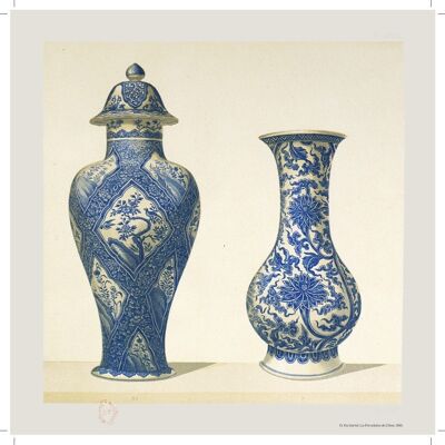 Affiche Poster - Impression d'art sur papier - Motifs et Vases, Porcelaine de Chine - O. Du Sartel 1881