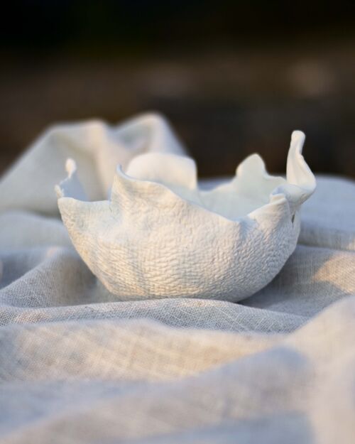 Bowl pliegue porcelana blanca