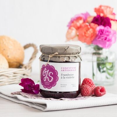 Raspberry and violet jam