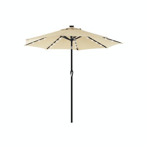 Parasol met ledverlichting op zonne-energie beige