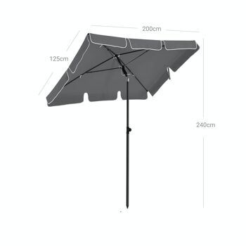 Parasol pour balkon 200 x 125 cm gris 7