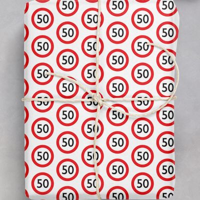 Warning Gift Wrap 50 - 50th Birthday