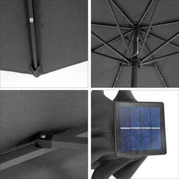 Parasol met LED-verlichting op zone-energie grijs 6