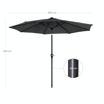 Parasol met LED-verlichting op zone-energie grijs 8