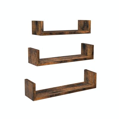 U-vormige wandplanken en bruin vintage