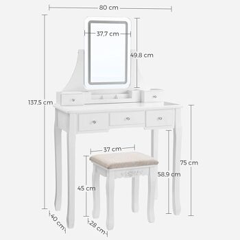 Kaptafel met LED verlichting en spiegel Wit 5