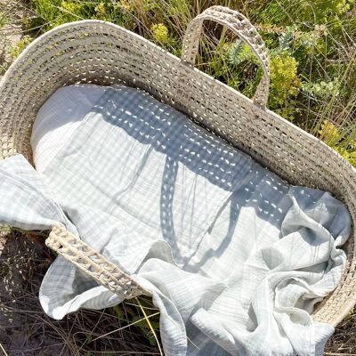 Leichte Babydecke, Maxi-Wickelgaze, Opalin-Karomuster