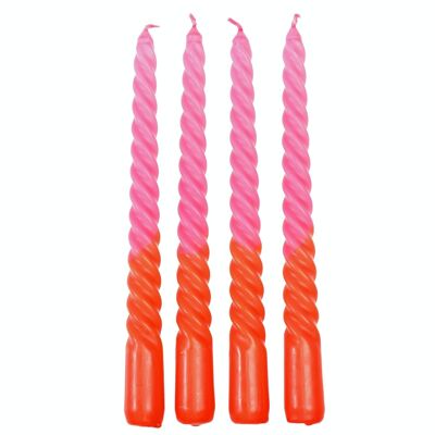 Dip dye spiral candles (set of 4) - Pink