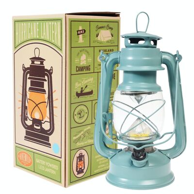 LIGHT BLUE LED HURRICANE LANTERN