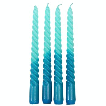 Bougies spirales dip-dye (ensemble de 4) - Bleu 1