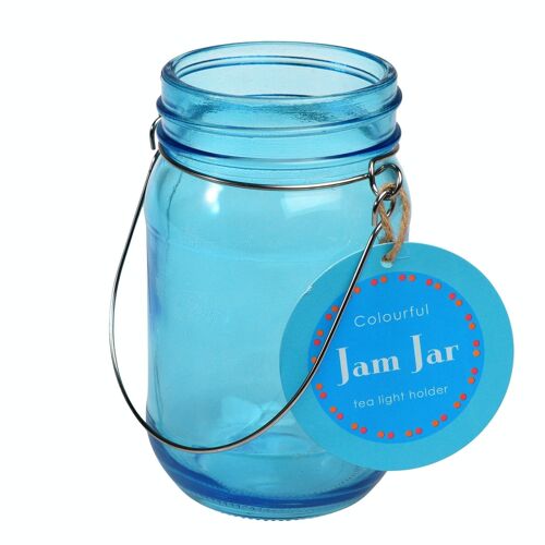 Jam jar tealight holder - Blue