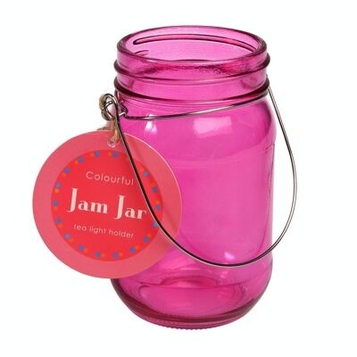 Photophore pot de confiture - Rose