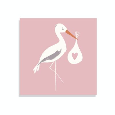 Greetings card - Pink stork