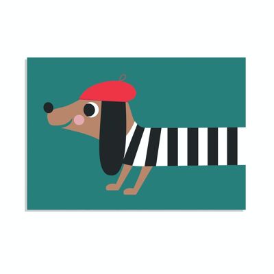 Greetings card - Dog in beret