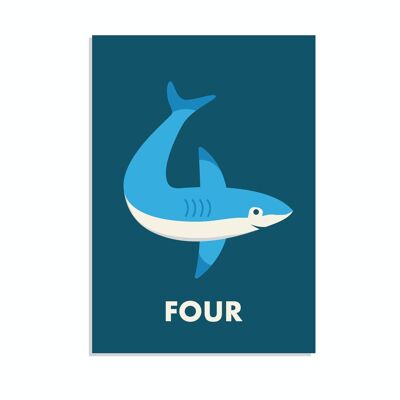 Geburtstagskarte - Hai 'Vier'