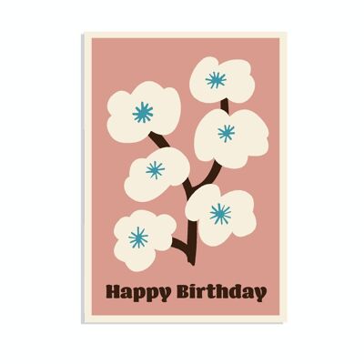 Carte d'anniversaire - Arbre fleuri