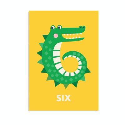 Birthday card - Crocodile 'six'