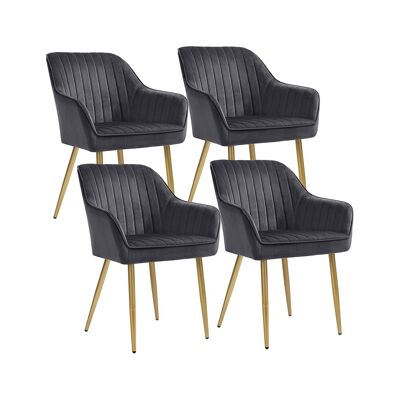 Set van 4 gestiofferde eetkamerstoelen