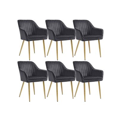 Set van 6 gestiofferde eetkamerstoelen