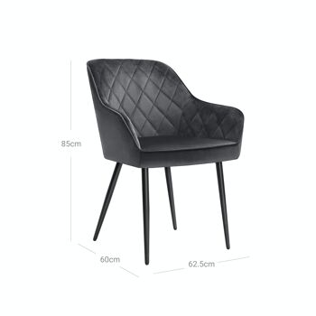 Set van 6 grijs fluwelen eetkamerstoelen 8