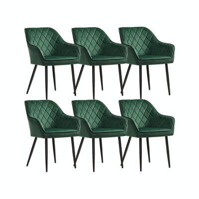 Set van 6 Eetkamerstoelen met Armleuningen Groen