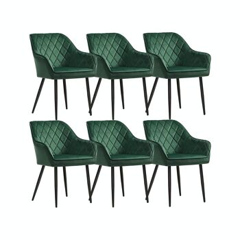 Set van 6 Eetkamerstoelen met Armleuningen Groen 1