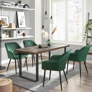 Set van 4 gestoffeerde stoelen met armleuningen groen 3