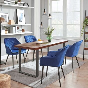 Set van 4 gestoffeerde stoelen met metalen poten Blauw 3