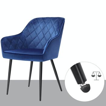 Set van 4 gestoffeerde stoelen met metalen poten Blauw 6