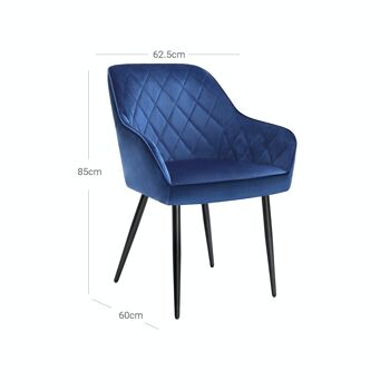 Set van 4 gestoffeerde stoelen met metalen poten Blauw 7