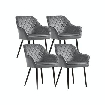 Gestoffeerde stoelen, set van 4, lichtgrijs 1